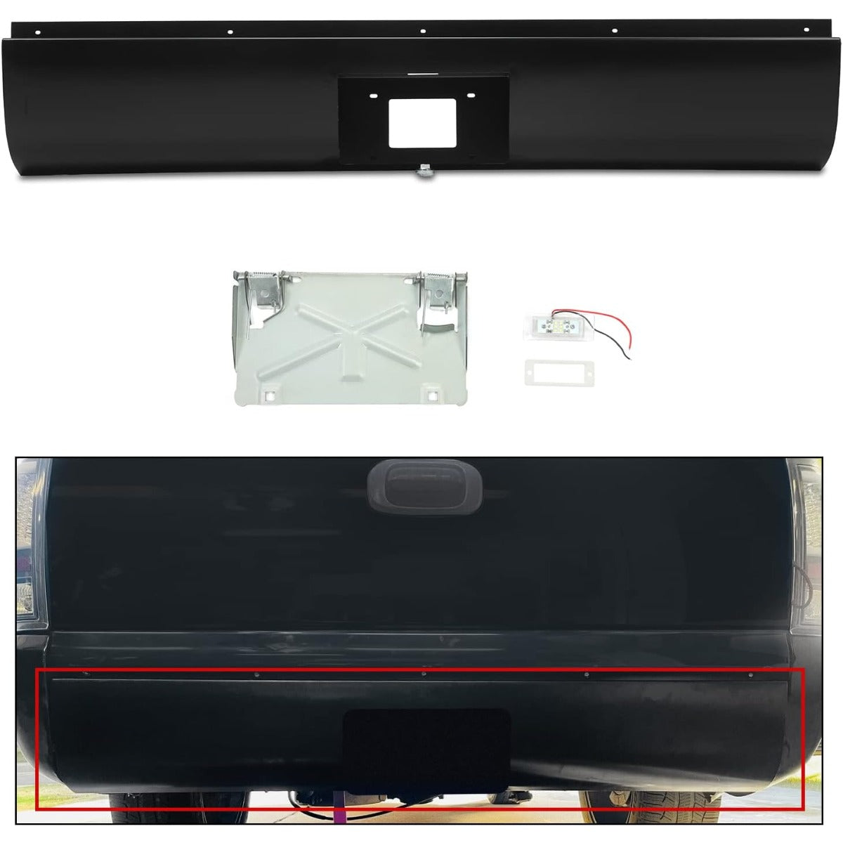 KUAFU Roll Pan Compatible with 1999-2006 Chevy Silverado GMC Sierra 1500 2500 3500 Pickup Trucks w/Light & Flip Down License Plate Only Fit for Fleetside