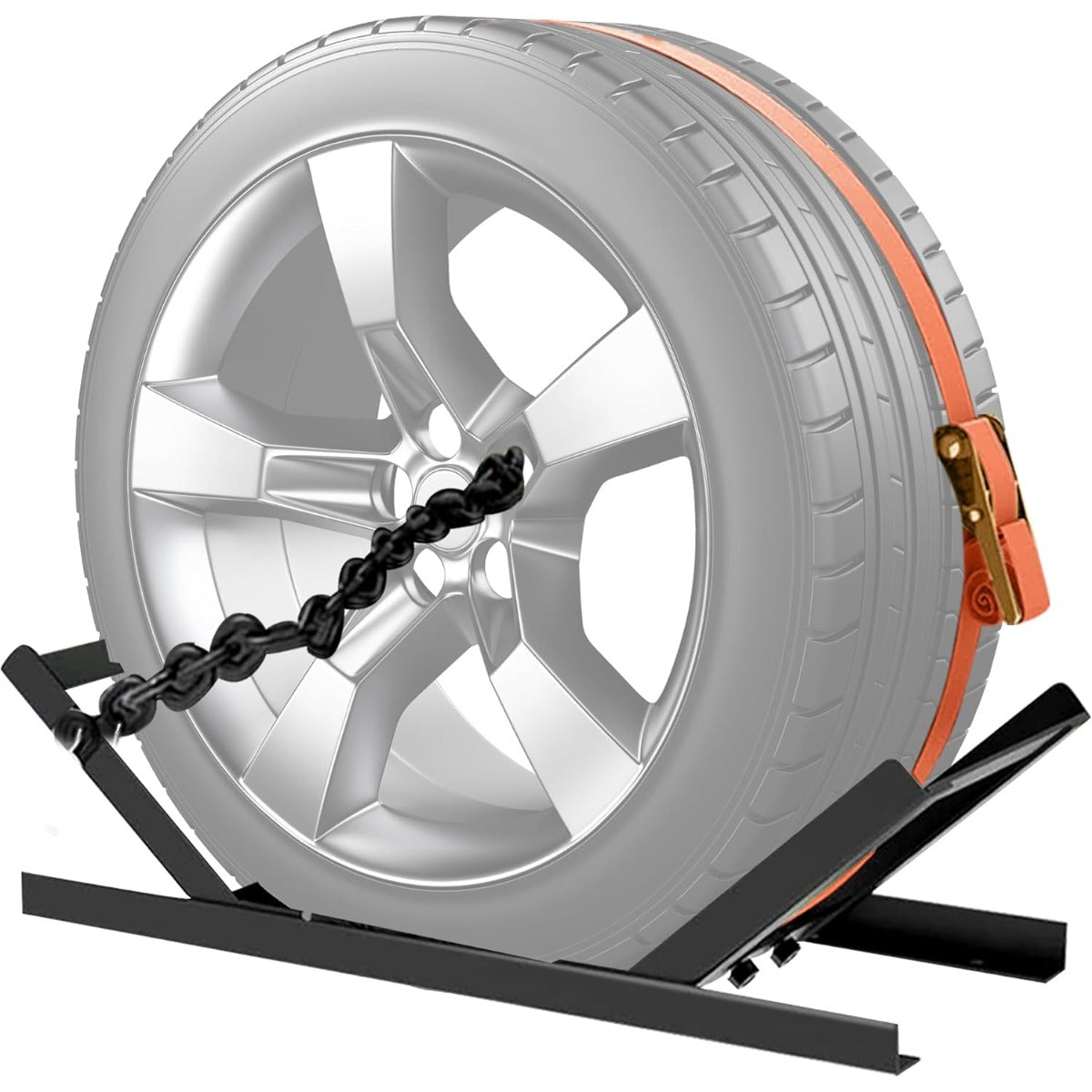 Semi Truck Spare Tire Rack Commercial Truck Tire Storage Rack Tractor Trailer with Ratchet Strap Chain and Lock