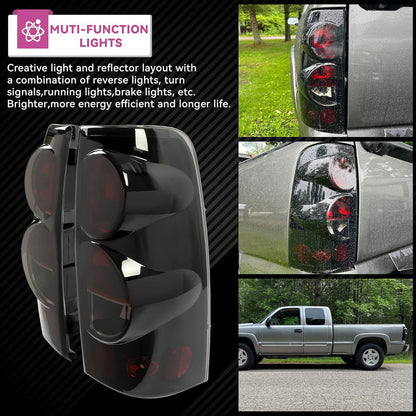 Taillight Tail Lights Pair Compatible with 1999-2007 Chevy Silverado 1500 2500 3500 Classic 1999-2003 GMC Sierra 1500 2500 3500 Taillight Brake Turn Signal Lamp Smoke Lens