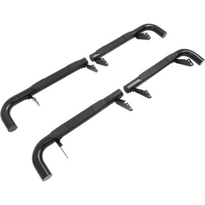 ALMULOO Side Step Compatible with 2003-2010 Hummer H2 / H2 SUT | Running Boards Step Bars Steel+409 Stainless Steel+Plastic Powder Coated Black