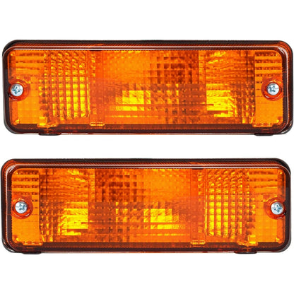 HECASA Turn Signal Lights Compatible with 1984-1988 Toyota 4Runner/Pickup, Front Bumper Lamps w/Bulbs Replacement for TO2521105 TO2530106, Left Driver And Right Passenger Side Yellow Lens