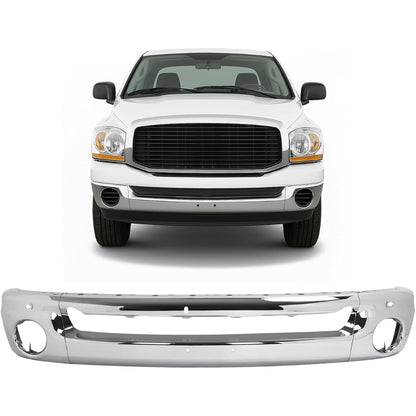 KUAFU Front Bumper Face Bar Compatible with 2003-2010 Dodge Ram 1500 2500 3500 Bumper Cover Impact Bar w/Fog Light Holes Replace for 55077946AA 55077946AB 55077103ABCH1002383 CH1002373 3Pcs