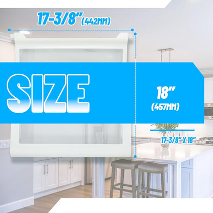 HECASA W10276341 Refrigerator Glass Shelf Compatible with Whirlpool Kenmore Sears Refrigerator Clear White Plastic Glass WPW10276341 1566982 2309523 PS11751711 W10167066 AP6018409 Replacement only