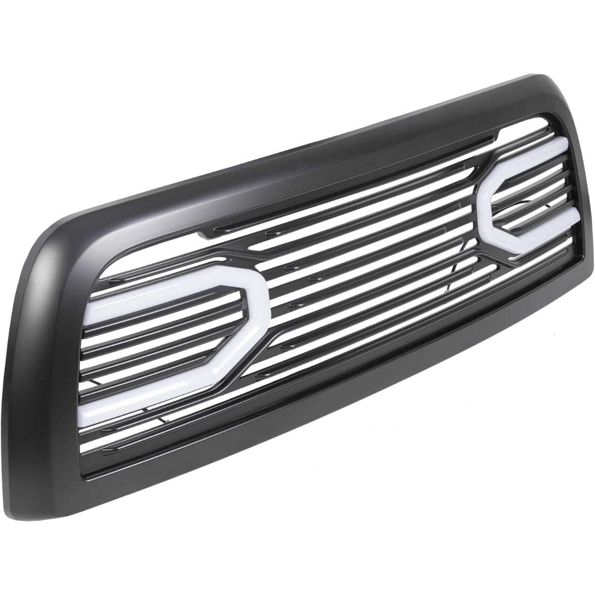 Front Bumper Grill Compatible with 2009-2012 Dodge Ram 1500 Hood Grille Replacement Shell (Black, W/Light)