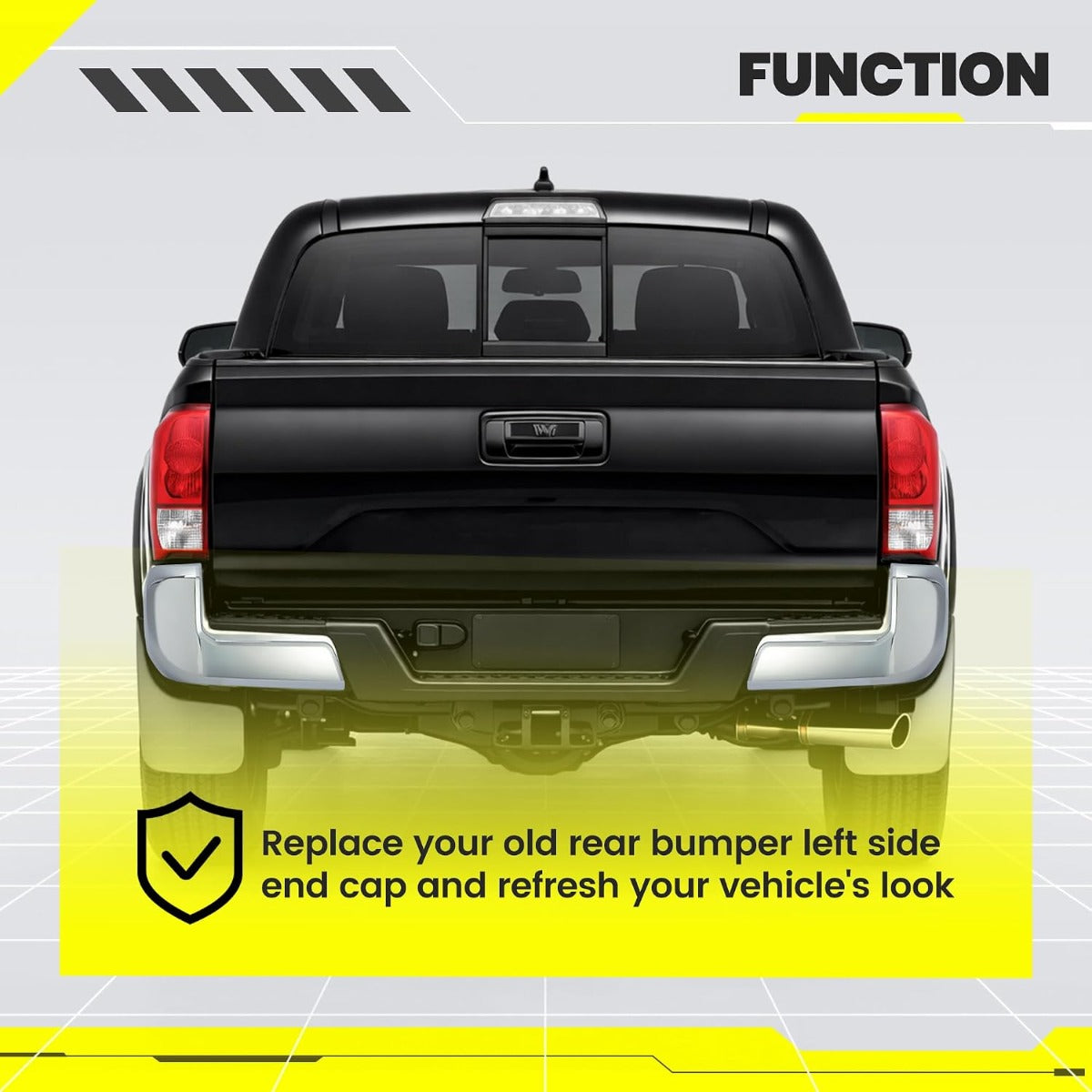 Rear Bumper End Caps LH Compatible with 2016-2023 Toyota Tacoma w/o Parking Sensors Holes Chrome Covers Corner Extension Replacement for TO1104131