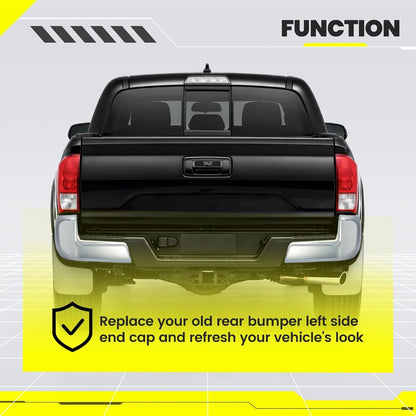 Rear Bumper End Caps LH Compatible with 2016-2023 Toyota Tacoma w/o Parking Sensors Holes Chrome Covers Corner Extension Replacement for TO1104131