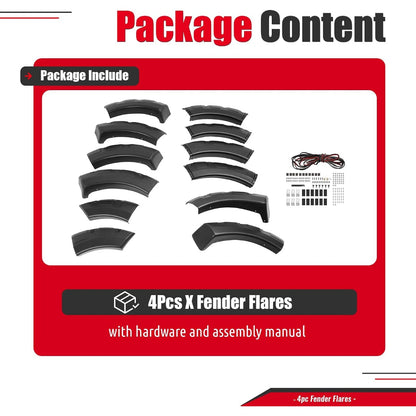 Fender Flare Compatible with 2004-2008 Ford F150/Lincoln Mark LT | Styleside Model Front & Rear 4Pcs Wheel Arch Cover Protector Set Plastic(PP) Textured Black
