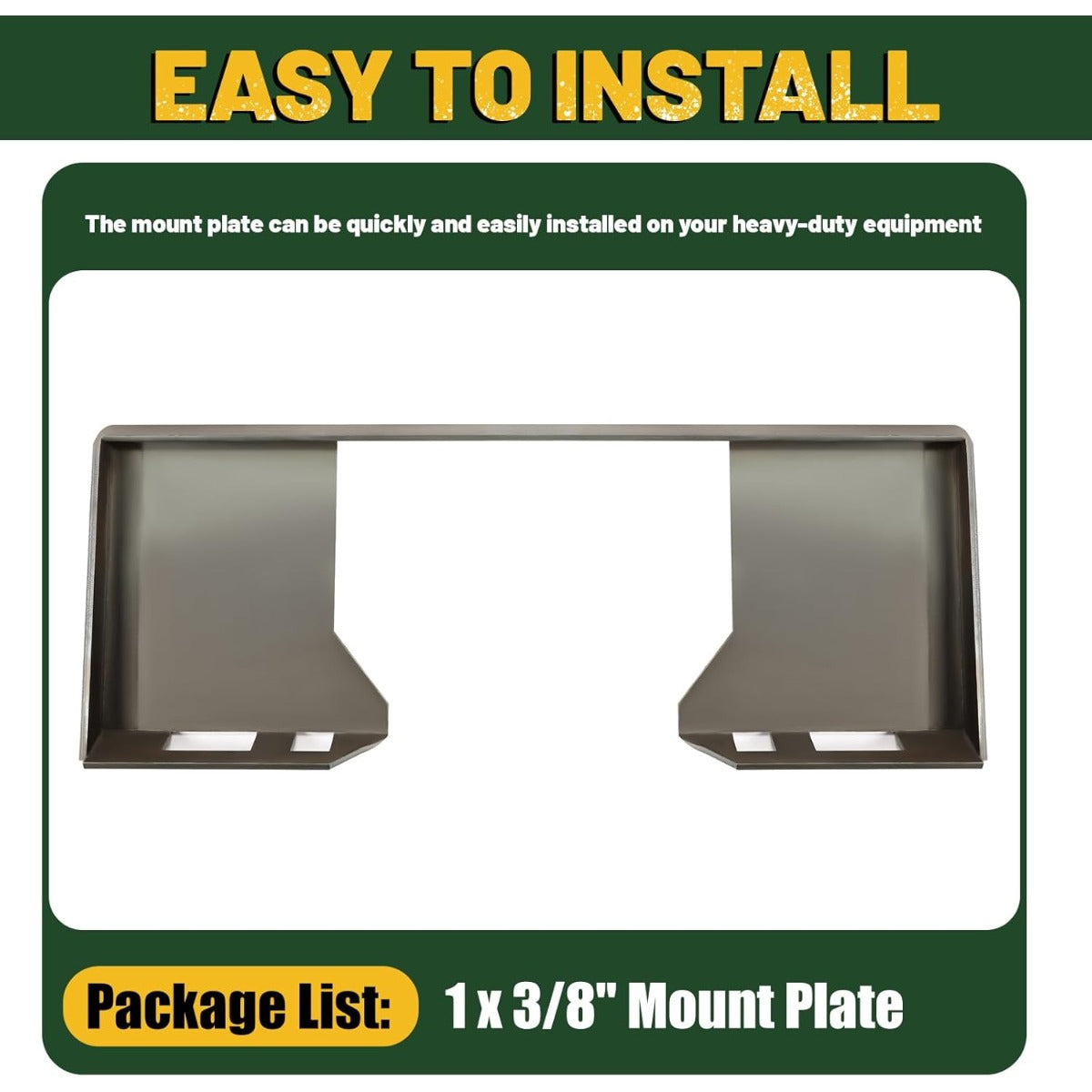 3/8 Inches Thick Quick Tach Cut Out Mount Plate, Steel Skid Steer Quick Tach Attachment Adapter Plate Compatible with Bobcat, Kubota Tractors