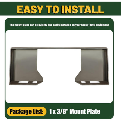 3/8 Inches Thick Quick Tach Cut Out Mount Plate, Steel Skid Steer Quick Tach Attachment Adapter Plate Compatible with Bobcat, Kubota Tractors