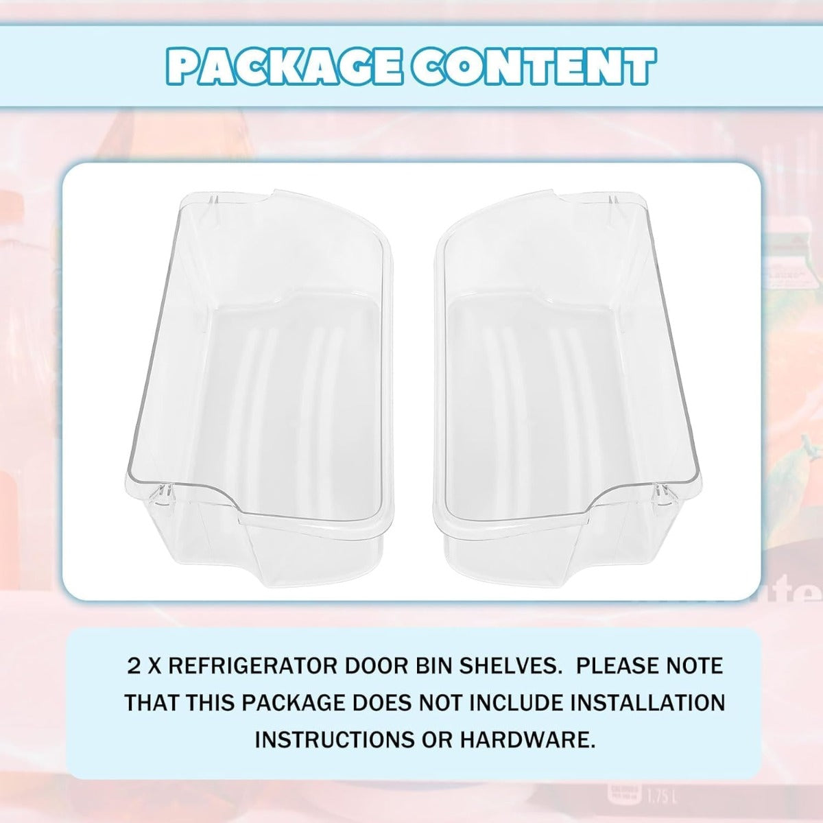 Kojem 240324502 AP2549806 Replacement Refrigerator Door Bin Shelf Compatible with Frigidaire Kenmore Electrolux Refrigerator Replacement for 844402 PS429767 AP429767 2 PCS Clear