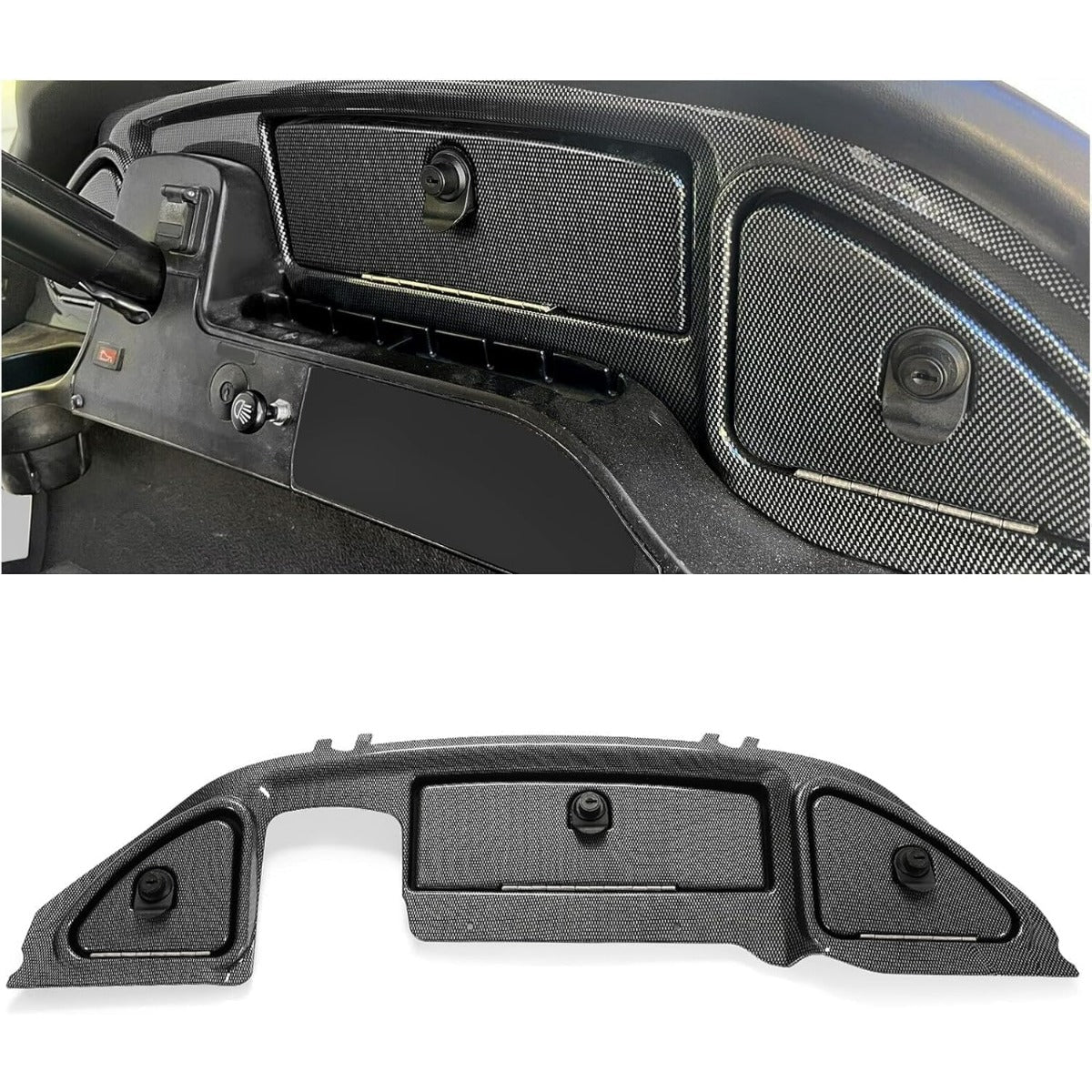 Dash Cover Compatible with 2008.5-Up Club Car Precedent Tempo Onward Golf Cart Carbon Fiber Three Door Dashboard Cover Dash Cap LYMP-100S-1
