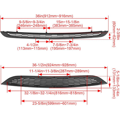 Front Upper & Lower Grill Compatible with 2002-2006 Mini Cooper R50 R52 R53 Bumper Hood Honeycomb Mesh Grille Glossy Black 2PCS