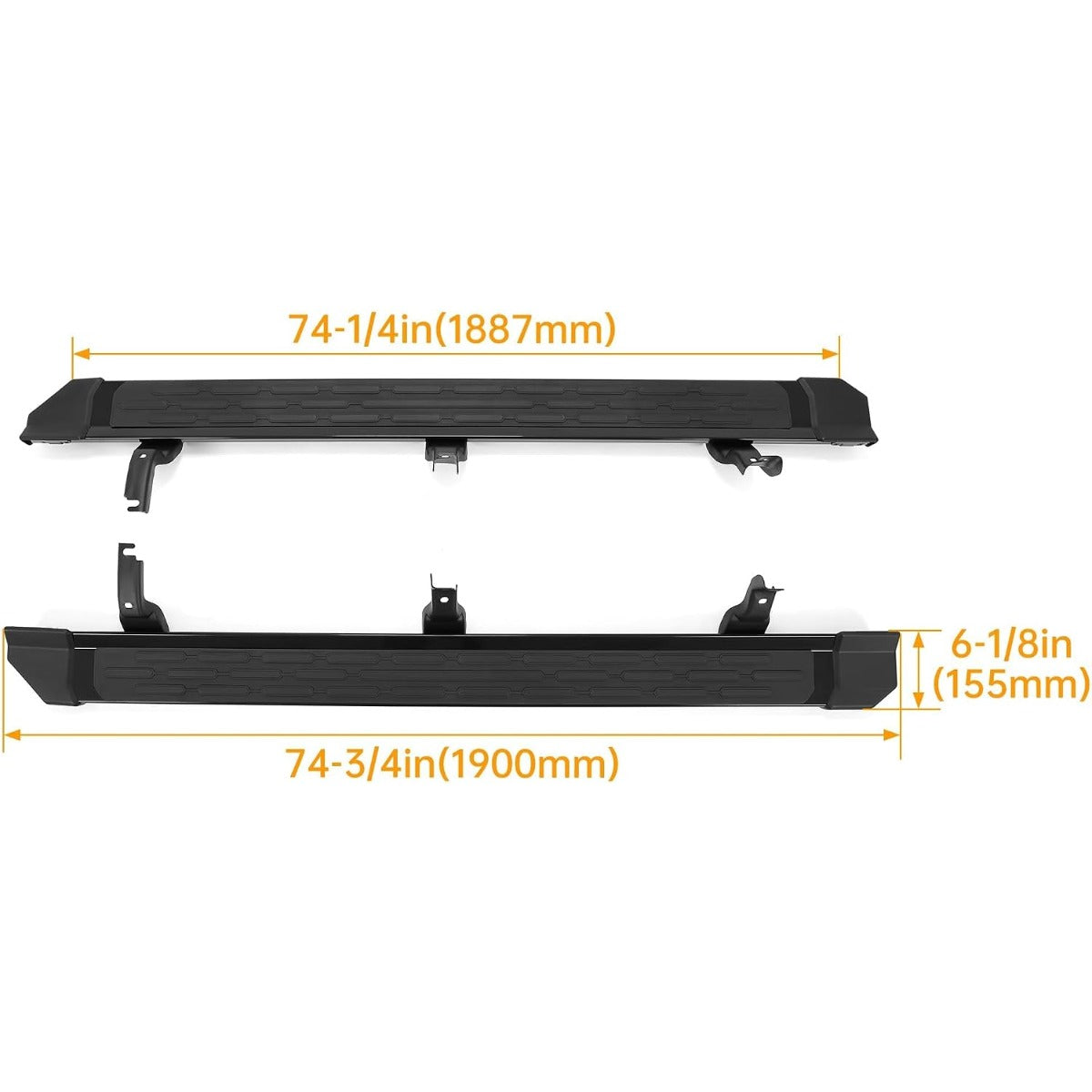 HECASA Running Boards Compatible with 2021-2025 Ford Bronco 4 Door Side Steps Nerf Bars Side Steps Rock Rail Aluminum + ABS Black Platform Style