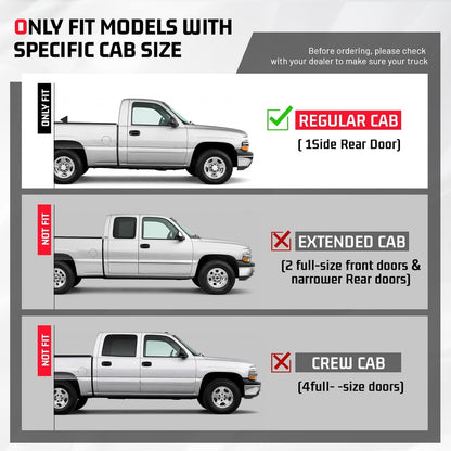Side Steps Compatible with 1999-2018 Chevy Chevrolet Silverado & GMC Sierra 1500 2500 2500HD 3500 3500HD Regular Cab Running Boards Step Bars Steel+Plastic Powder Coated Black