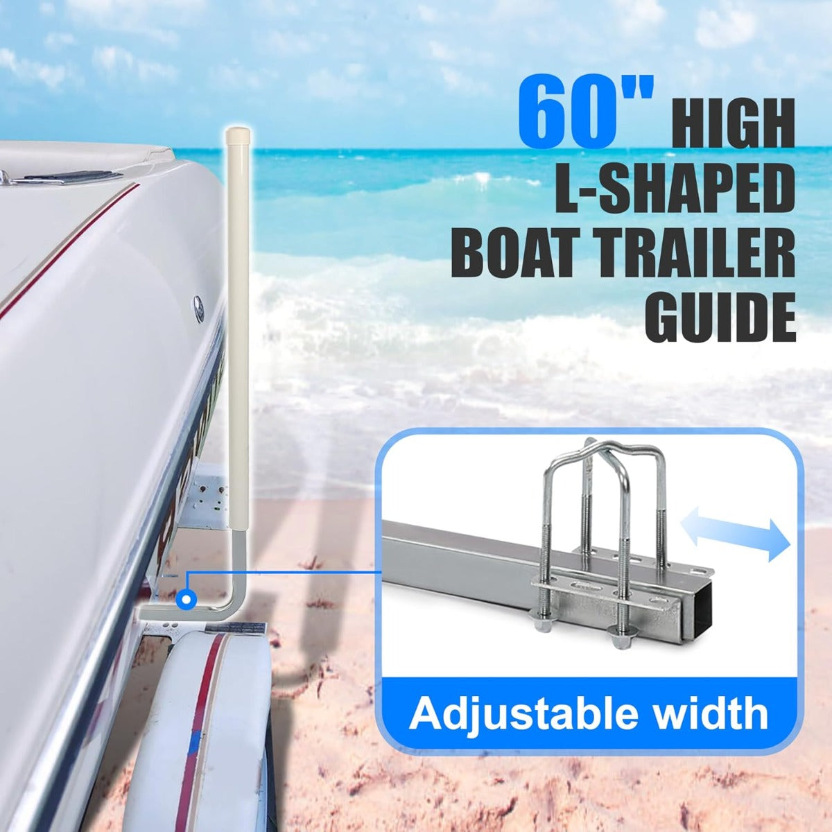 ECOTRIC 40"-60'' Boat Trailer Post Guides Fits Frames up to 3" W x 4-1/4" H Boating & Sailing Poles Guide Bars for Canoe Fishing Boat Kayak Ski Boat 2Pcs