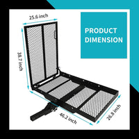 Load image into Gallery viewer, New Mobility Carrier Ramp Hitch Mounted 46.2 x 26.8 x 38.7 500 lbs for Wheelchair Electric Scooter Medical Disability with Rack Ramp Capacity Steel w/3&quot; Rail Fit 2&quot; Hitch Receiver SUV Truck Van Car T-NS-SCC001-F
