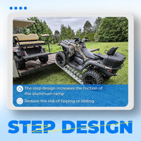 Load image into Gallery viewer, Kojem 72 X 14.87 X 2.5 Inch 6000 LBS Truck Car Auto Trailer Ramps Aluminum Universal Loading Ramp for Motorcycle Tractor ATV/UTV Trucks Lawn Mower Hook Attaching End Knife Foot Silver
