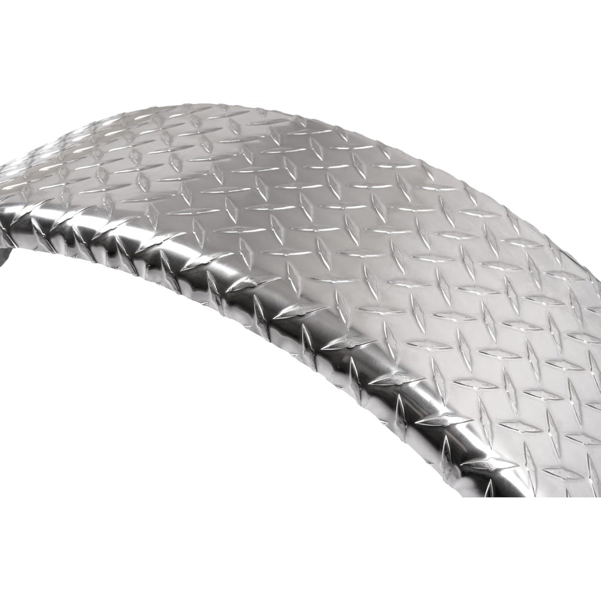 Diamond Plate Round Single Axle Trailer Fender Universal Fits Most 13"-15" Tires Aluminium Silvery 2PCS 31.48" L x 9.11" W x 15.24" H