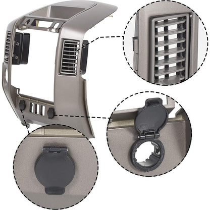 Center Dash Audio A/C Instrument Panel Bezel Cover Lid Compatible with Nissan 2004-2006 Titan XE SE Armada SE Replacement for 682578S800 Dashboard Finisher Bezel - Gray WITHOUT Center Speaker