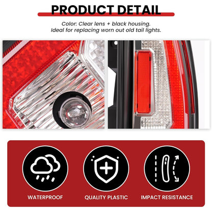 HECASA Pair LED Tail Lights Compatible with 2007-2014 Chevy Chevrolet Suburban Tahoe GMC Yukon/Yukon XL Taillight Rear Brake Lamp w/C-Shape LED Tube Bar Clear Lens Black Housing Left&Right Side