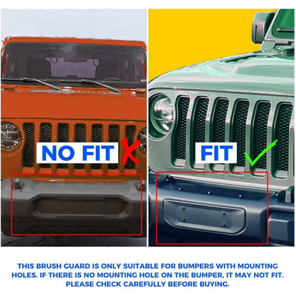 KUAFU 3-1/8 Inch Height Brush Guard Compatible With 2018-2026 Jeep Wrangler JL 2020-2026 Gladiator JT 82215351 Rubicon Brush Guard Front Bumper Grille Guard Protector Brush Push Bar