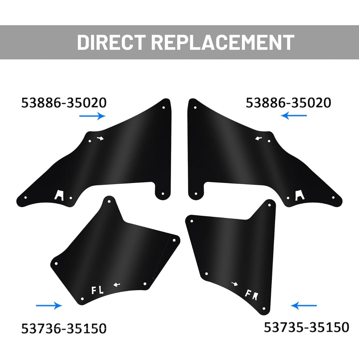 Splash Guards Fender Liner Shield for 2003-2022 Toyota 4 Runner 2007-2014 FJ Cruiser 2003-2020 Land Cruiser 2003-2020 Lexus GX460 GX470