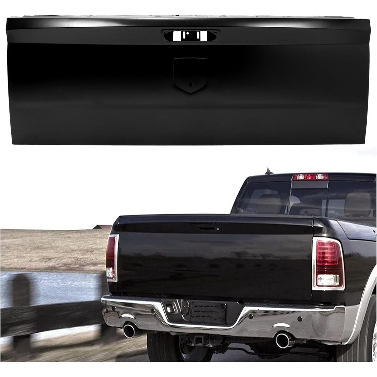Rear Tailgate Shell Compatible with 2010-2022 Ram 1500 2500 3500 Replacement for CH1900129 Tail Gate Black Electrophoresis Steel LYAM-361S