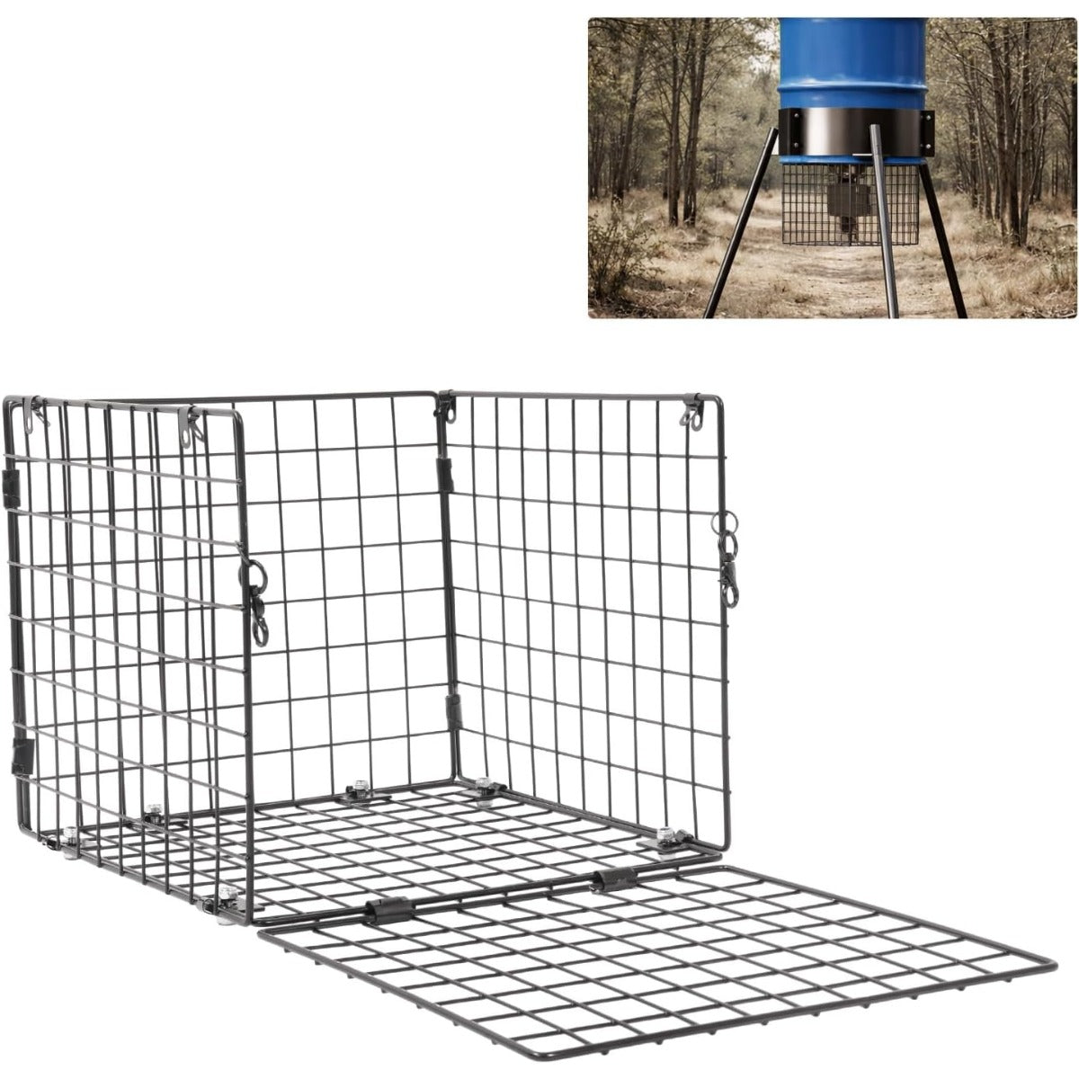 Universal Varmint Cage Feeder Guard for 30/55 Gallon Barrel Steel
