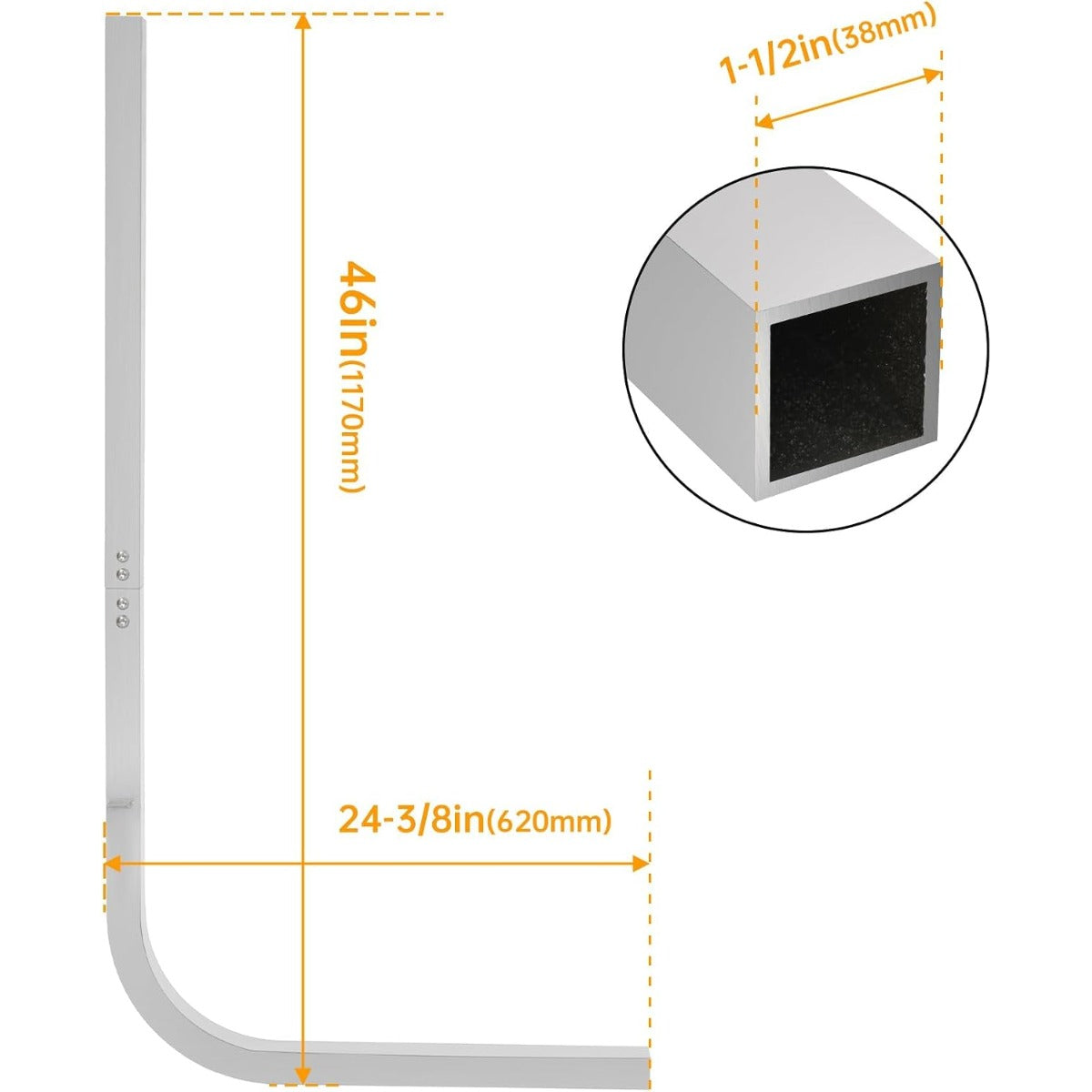 HECASA 2PCS Aluminum Boat Trailer Guide On Poles 1-1/2" Square | 1/8" Thick in Pair
