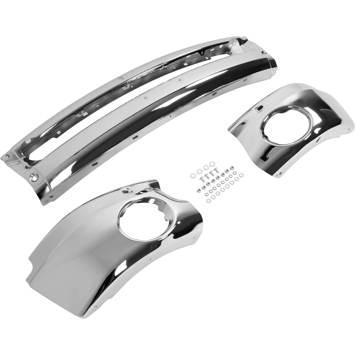 KUAFU Front Bumper Face Bar Compatible with 2003-2010 Dodge Ram 1500 2500 3500 Bumper Cover Impact Bar w/Fog Light Holes Replace for 55077946AA 55077946AB 55077103ABCH1002383 CH1002373 3Pcs