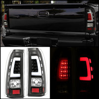 Load image into Gallery viewer, Kojem LED Tail Lights Compatible with 1999-2006 Chevy Silverado 1999-2002 GMC Sierra 1500 2500 3500 LED Tube Bar Taillight Lamp (Clear Lens+Black Housing) LYPL-023S-1
