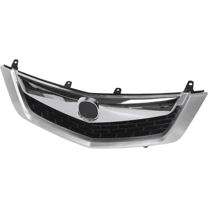 HECASA Front Grille Compatible with 2009 2010 ACURA TSX Silver ABS Plastic Grill With Moulding Trim