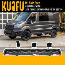 RH Side Step 55-1/2 inch Steel Compatible with 2015 to Present Ford Transit 150 250 350 Cargo Van Grip Running Board Passenger Side Powder Coated Black