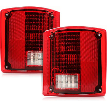 HECASA LED Tail Light Compatible with 1975-1986 Chevy Chevrolet C10 Tail Lamp Red Lens Plastic w/LED Light and Wiring Pair Replacement for CTL7387LED-L CTL7387LED-R