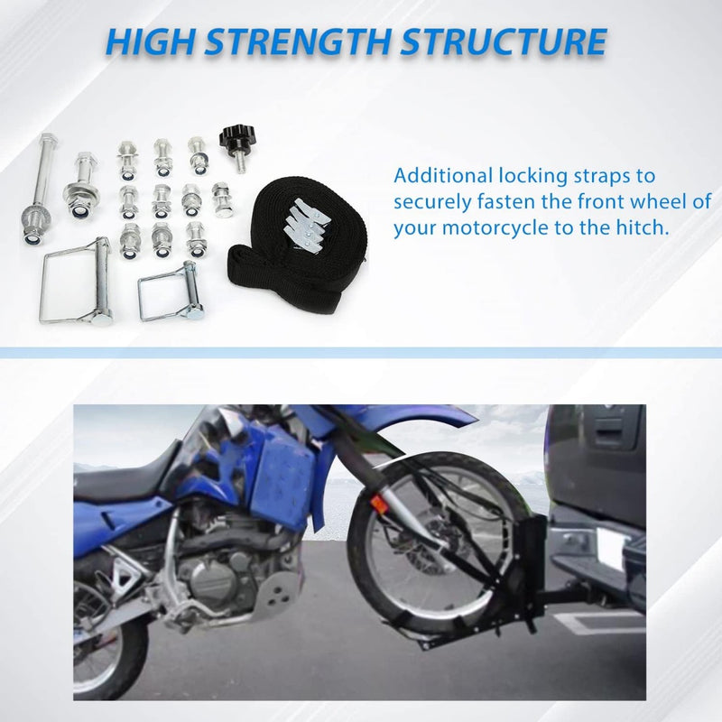 800LBS Motorcycle Trailer Hitch Scooter Hauler Mount Rack 2" Motorcycle Tow Carrier Receiver Heavy Duty Steel LYA-043
