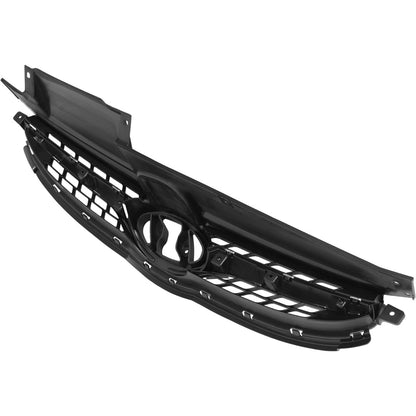 Front Upper Grille Compatible with 2011-2013 Hyundai Elantra Sedan 86350-3X000 Bumper Radiator Hood Grill Assembly Chrome Black+Silvery