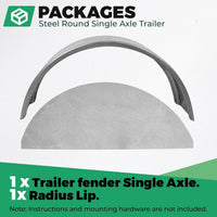 Load image into Gallery viewer, HECASA Steel Round Single Axle Trailer Fender and Fender Back Fits 14” to 16” Diameter Wheels - 32” x 9” x 15” LYOM-002X1
