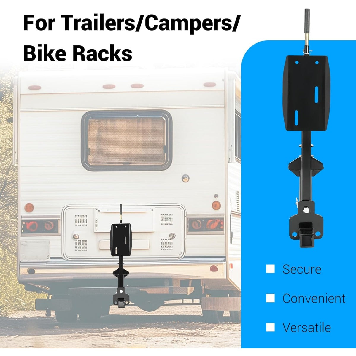 RV Spare Tire Carrier for 16" 16.5" 19.5" 22.5" and 24" RV Motorhomes Wheels 2 Inch Receiver Mount, 10,000-pound Capacity, 400-pound Tongue Weight