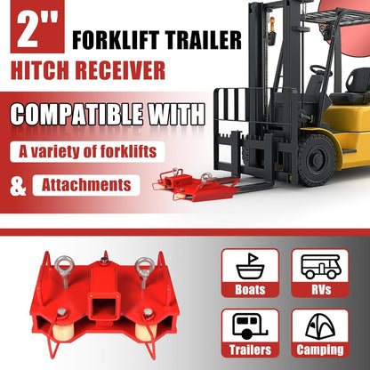 KUAFU 2'' Forklift Trailer Hitch Receiver 6500 LBS Capacity for Dual Pallet