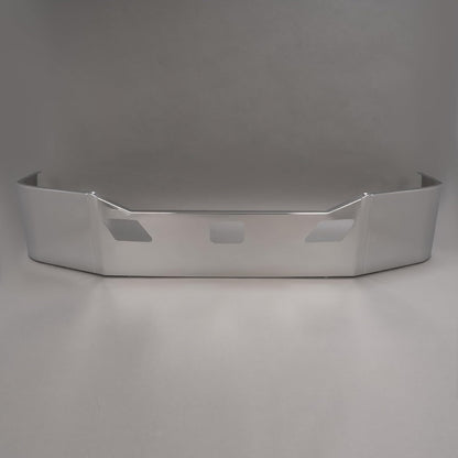 Front Bumper Assembly Compatible with 2011-2022 Kenworth T680 w/Two Tow &Custom Radar Sensor Cut-out w/Brackets 3PCs Steel Chrome Silvery