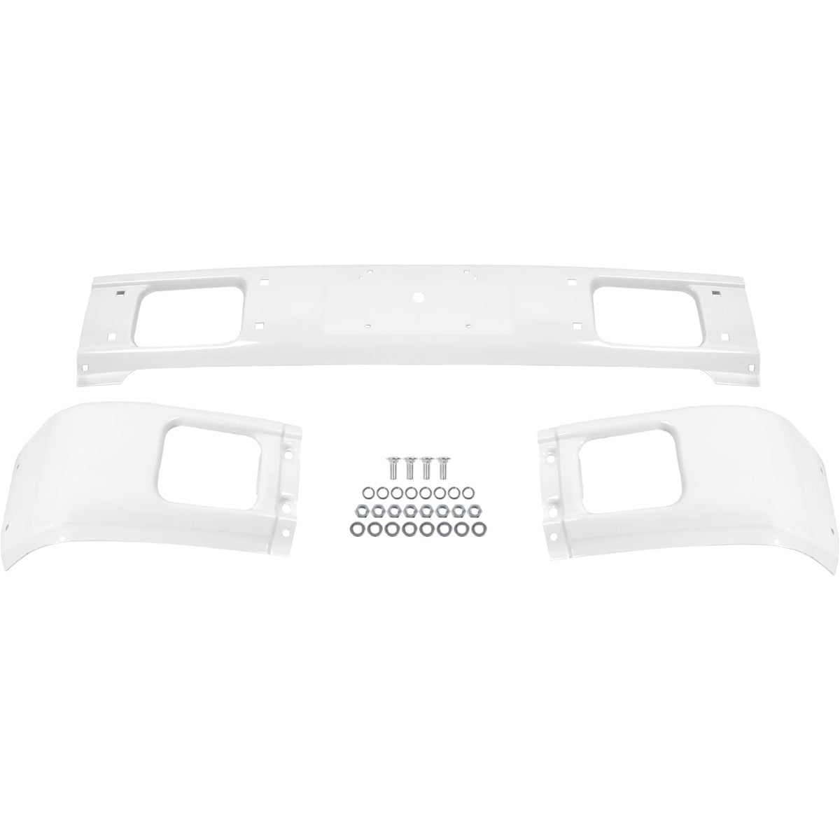 ALMULOO Front Bumper Compatible with 1992¨C2003 Isuzu NPR/NQR/NRR Trucks Heavy Duty Steel White