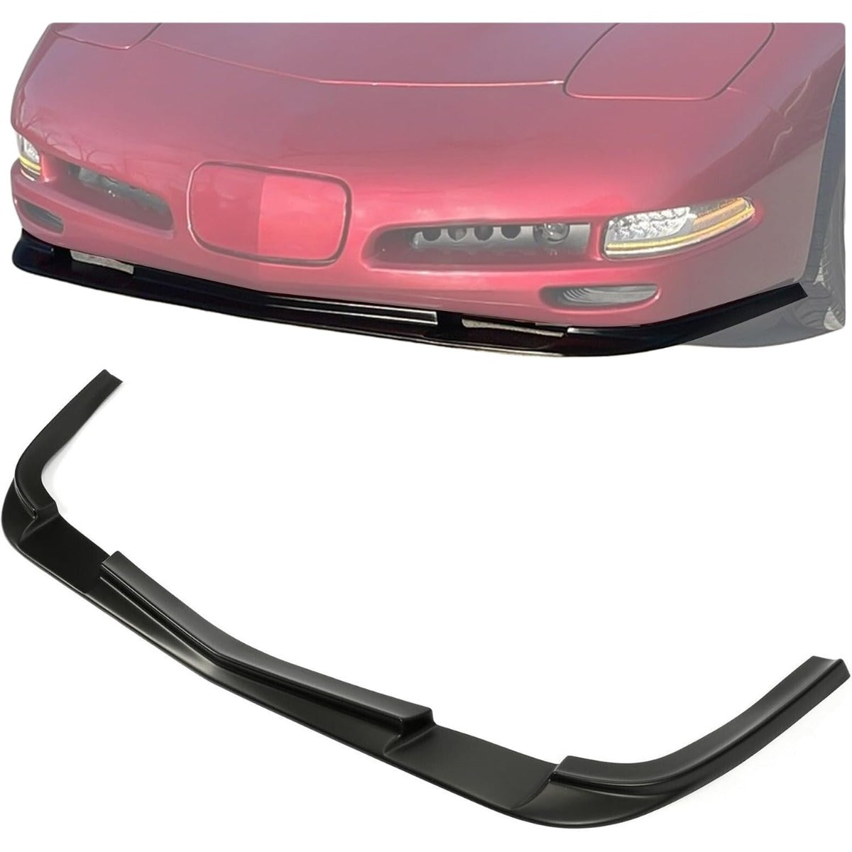 HECASA Lower Front Bumper Lip Compatible with 1997-2004 Chevrolet Chevy Corvette C5 Models Splitter Under Panel Spoiler Diffuser Protector Air Dam Chin ZR1 Style Black ABS Plastic