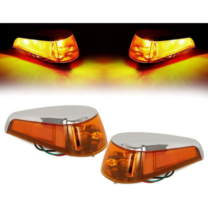 HECASA Pair Turn Signal Lights Compatible with 1970-1979 VW BUG Volkswagen Super Beetle Thing Halogen Front Turn Signal Lamp w/Bulbs Amber Lens Left&Right Side