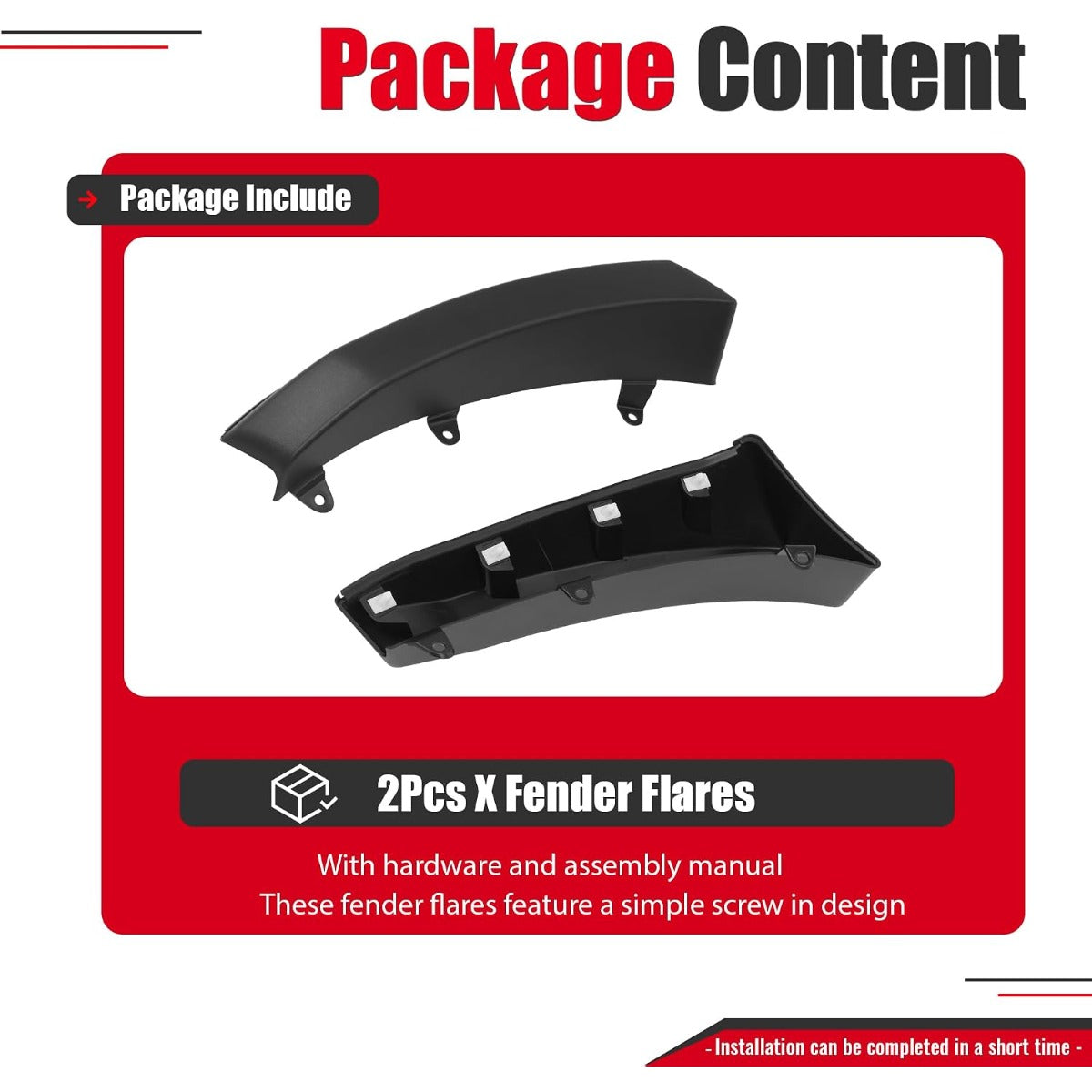 2Pcs Fender Flare Set Compatible with 2011-2018 Ram 4500 5500 | Wheel Arch Cover Protector Set Plastic(PP) Textured Black Left + Right