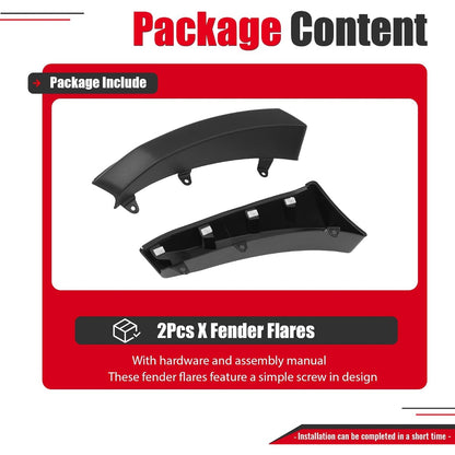 2Pcs Fender Flare Set Compatible with 2011-2018 Ram 4500 5500 | Wheel Arch Cover Protector Set Plastic(PP) Textured Black Left + Right