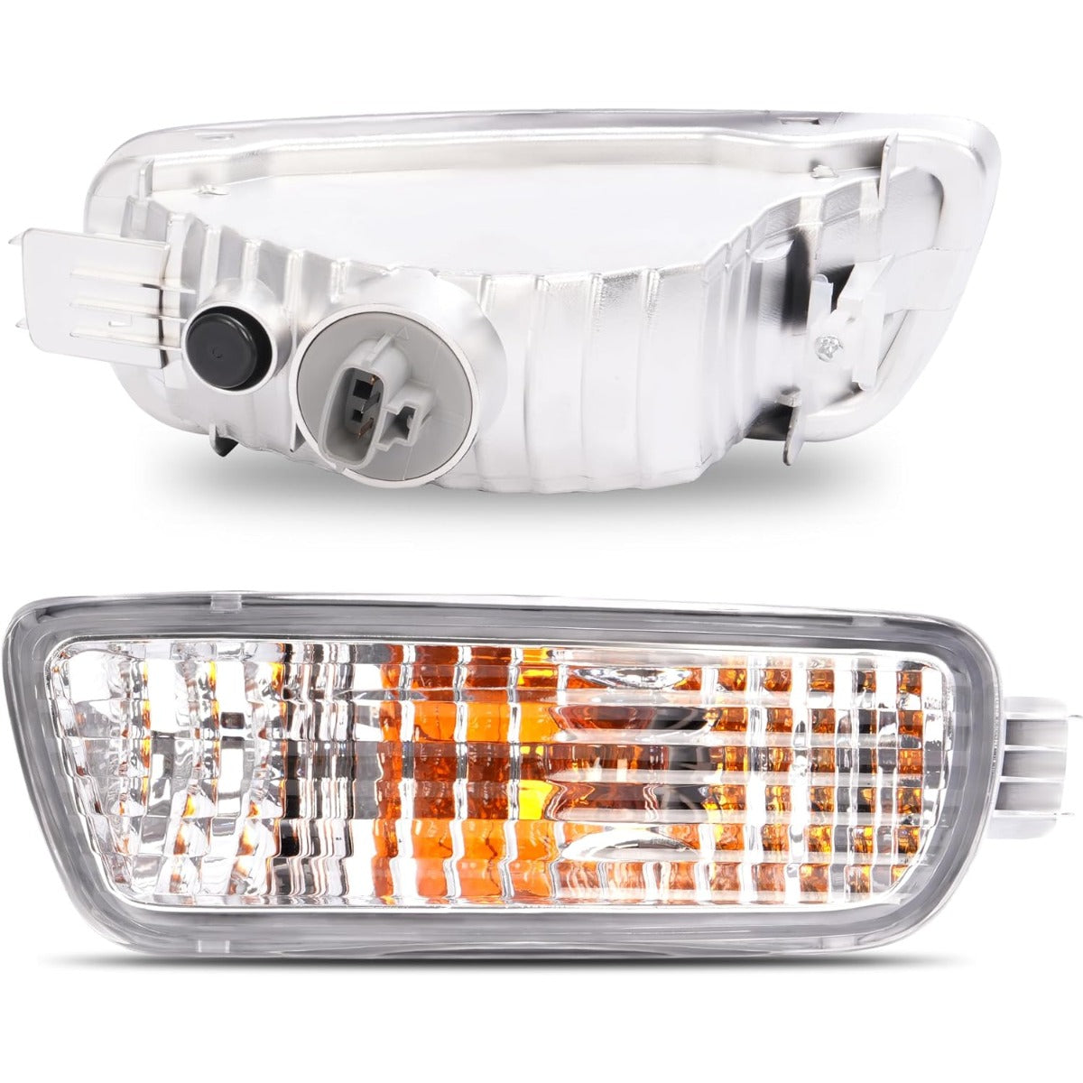 HECASA Pair Turn Signal Light w/Bulbs Compatible with 2001-2004 Toyota Tacoma Replacement for TO2531140 TO2530140 Front Bumper Turn Signal Parking Lamp Clear Lens Driver & Passenger Side