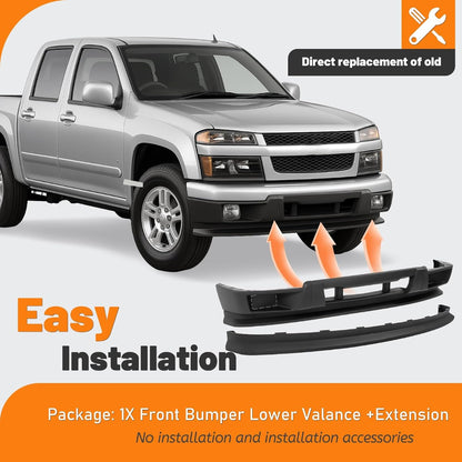 KUAFU Front Bumper Cover+Valance Compatible with 2004-2012 Chevy/Chevrolet Colorado, 2004-2012 GMC Canyon Replace For 12335806 15888037 GM1000723 GM1092183 Plastic(PP) Textured Black