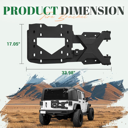 Spare Tire Carrier Up to 37 inches Spare Wheel Compatible with 2007-2018 Jeep Wrangler JK Steel Powder Coated Black