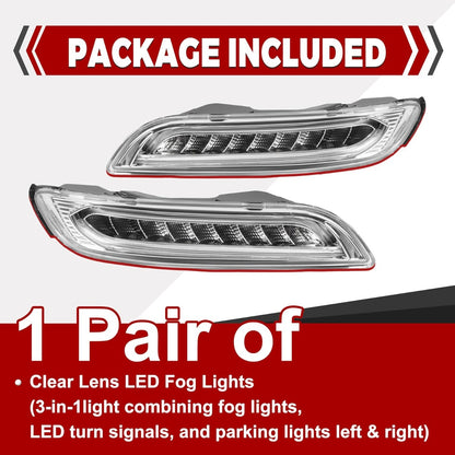 HECASA Pair LED Fog DRL Signal Light Compatible with 2005-2008 Porsche 911 Carrera 997.1 Chassis Front Bumper Turn Signal Light Lamp Clear Lens Left & Right Side