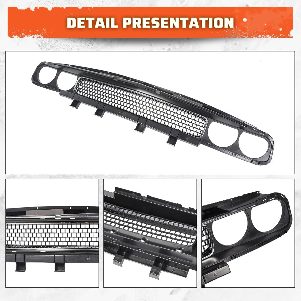 New Front Grill Grille Assembly w/Chrome Trim Bezel Molding Upper Compatible with 2008-2014 Dodge Challenger Replacement for CH1200338